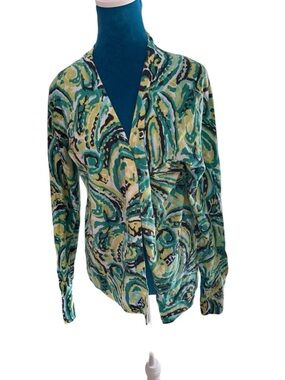 Merona Green Teal Patterned Women’s Cardigan